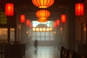 顶层停车场俯瞰城市灯河的画面，星河停车场剧照